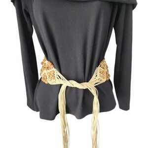 Boho Macrame Beaded Belt Woven Rope Tie Waist Cinch Natural Wood